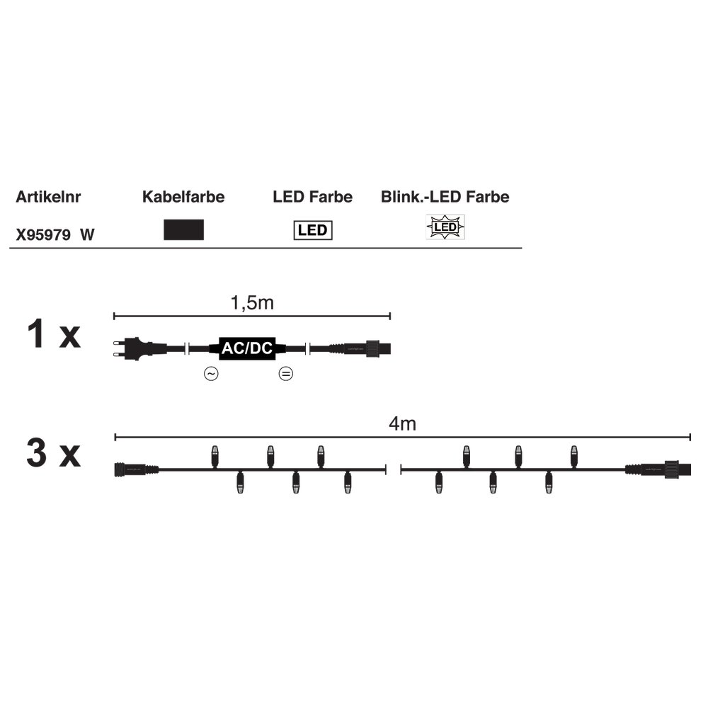 ExString Twinkle 120 Set schwarz, kw-kw,L 12 m, 120 LED