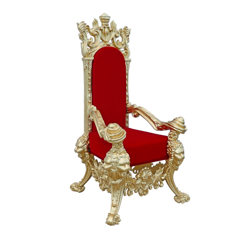 Fiberglas Objekt Thron XL gold/rot, 100x95xH185 cm