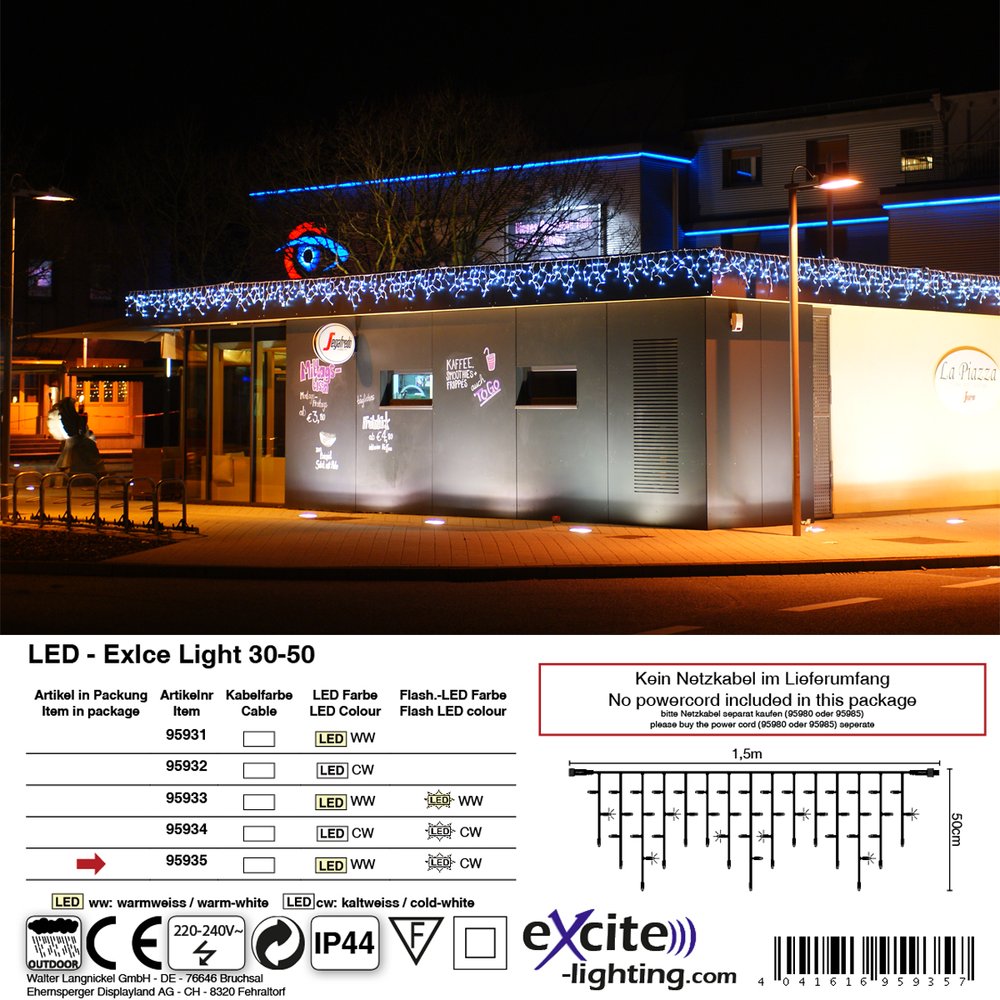 LED ExIce Light flash 30-50 weiss, ww/kw,L 1,50 m, 57 LED