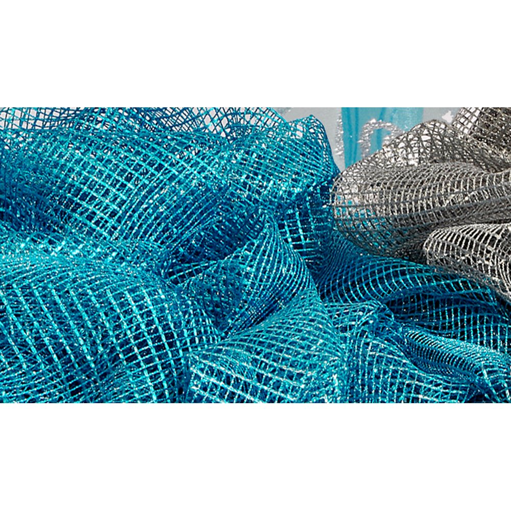 Lurexgitter türkis-silber, 150 cm breit