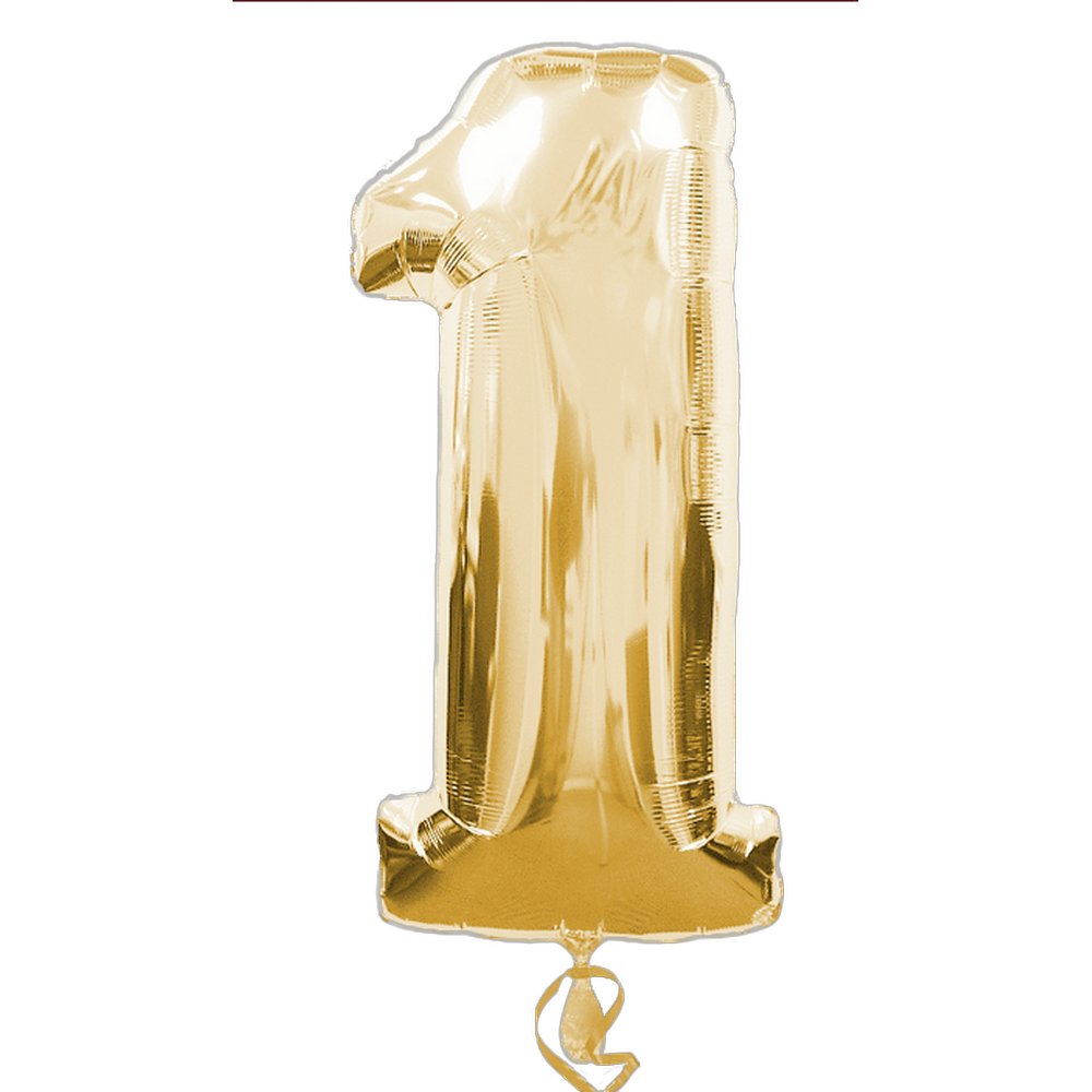 Folienballon XL Zahl gold, Zahl 1