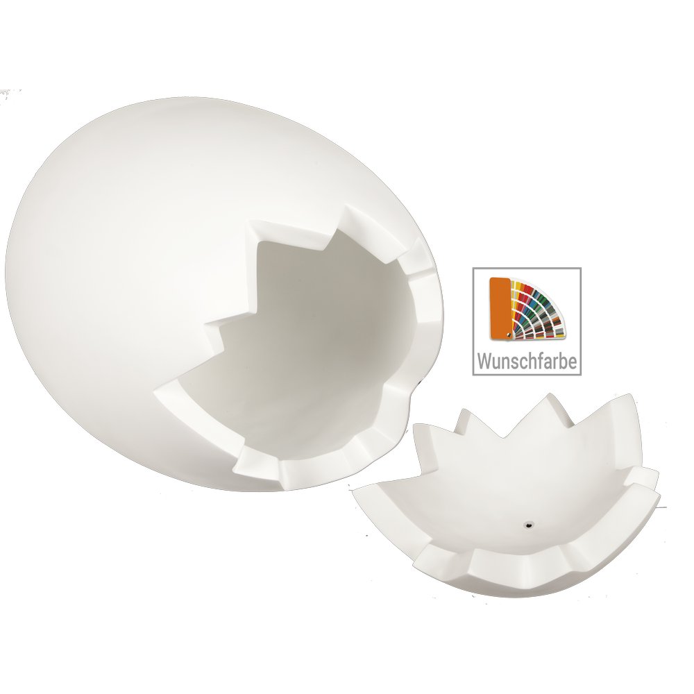 Fiberglas Objekt Ei cracked Wunschfarbe, H 70 cm, Ø 50 cm