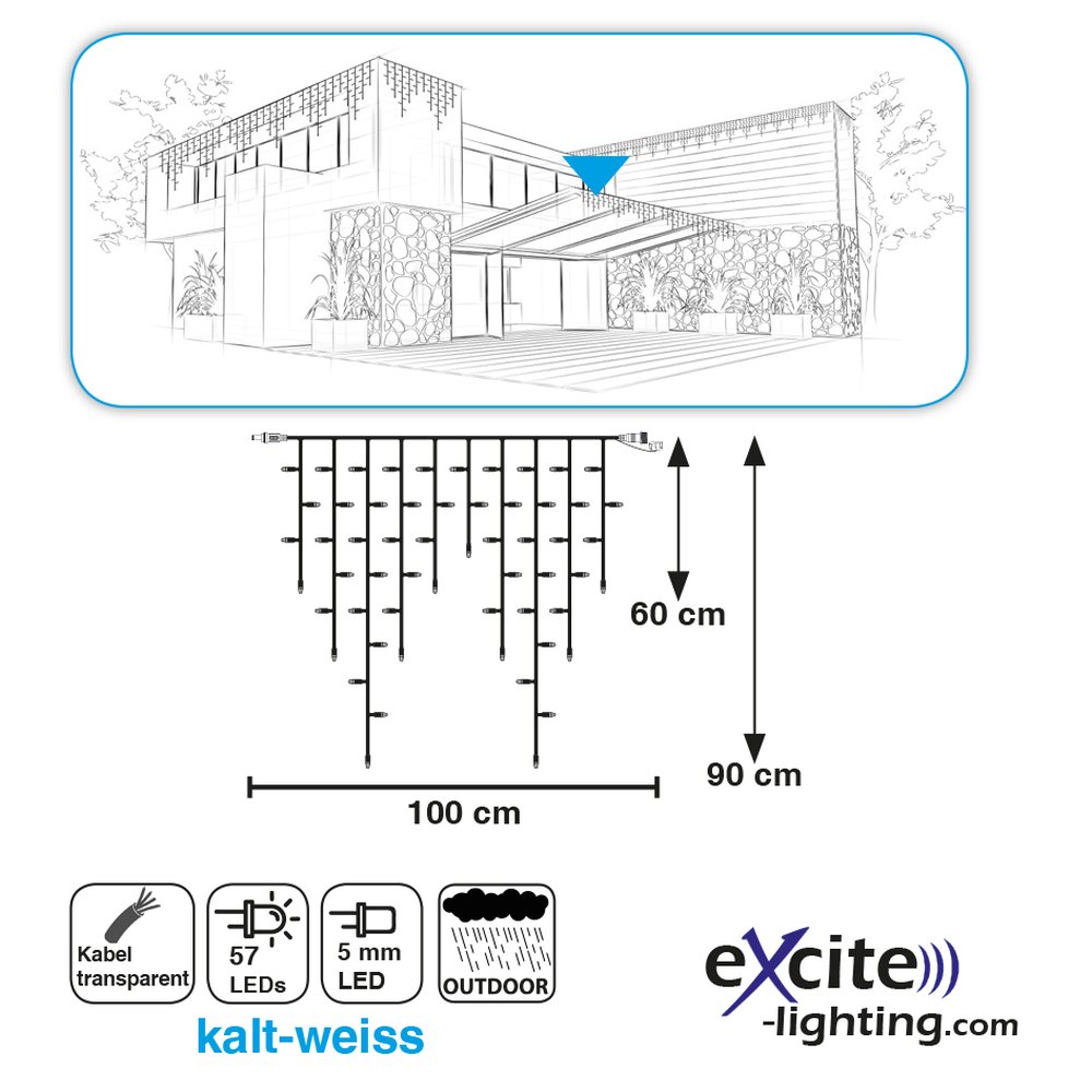 LED LV Ice Light 57 LEDs v2 kalt-weiß, transparent,B 100 c