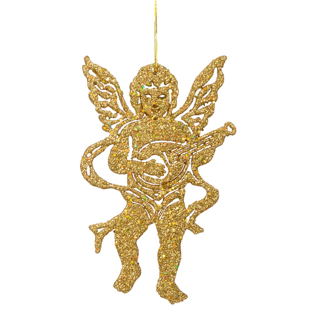 Engelhänger mit Musikinstrumenten 6 Stück gold, 10 cm