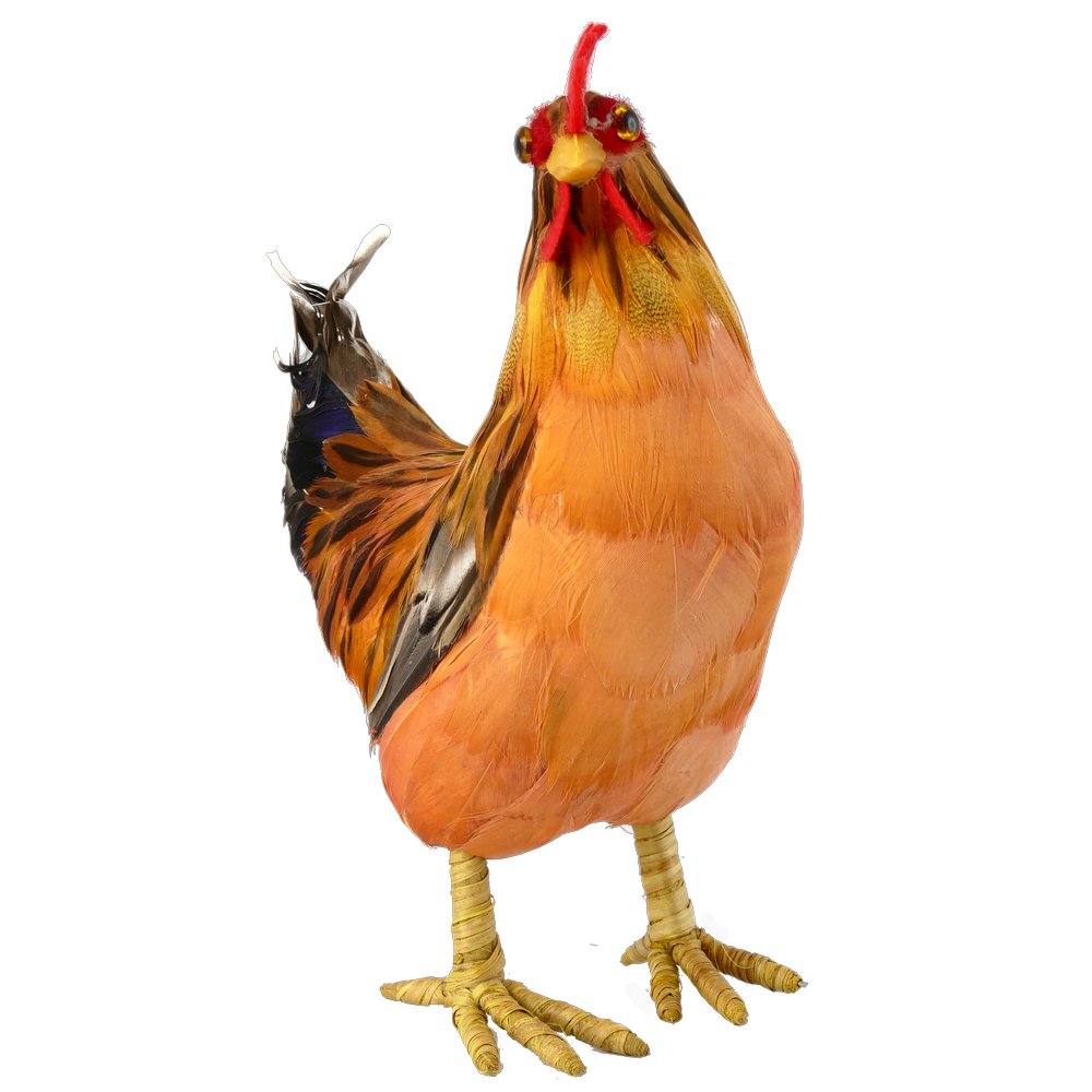 Huhn mit Federn Tierattrappe klein, 17 x 9 x H 22 cm