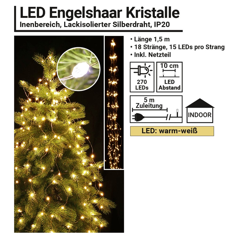 Engelshaar Kristalle 270 LEDs