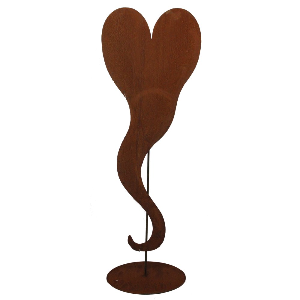 Herz Curl auf Platte Metall rosteffekt 90 cm