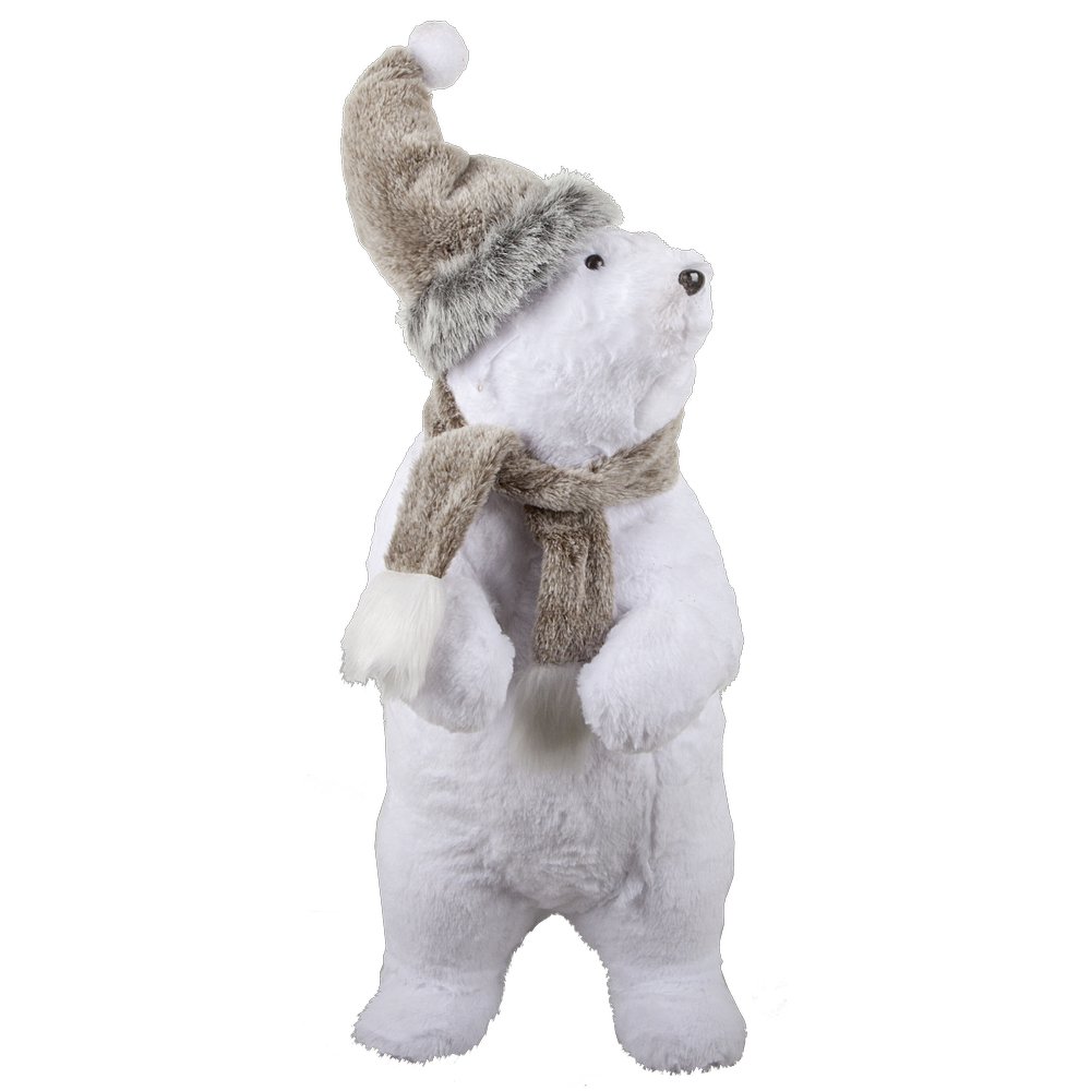 Eisbär stehend mit Schal und Mütze 66 cm