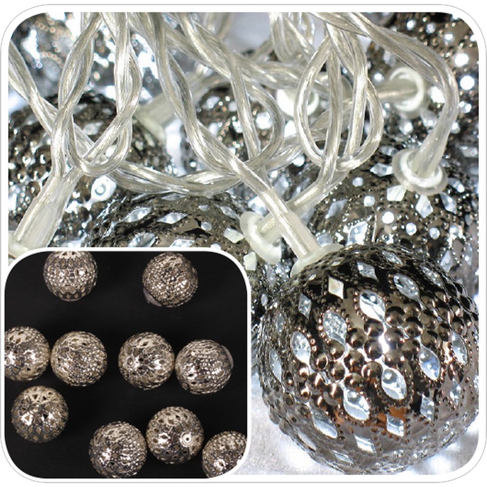 Metallbälle 20 Stück silber für Lichterkette
