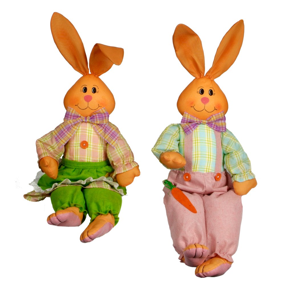 Hase Happy sitzend  1 Stück bunt sortiert (Mann oder Frau), H 68 cm