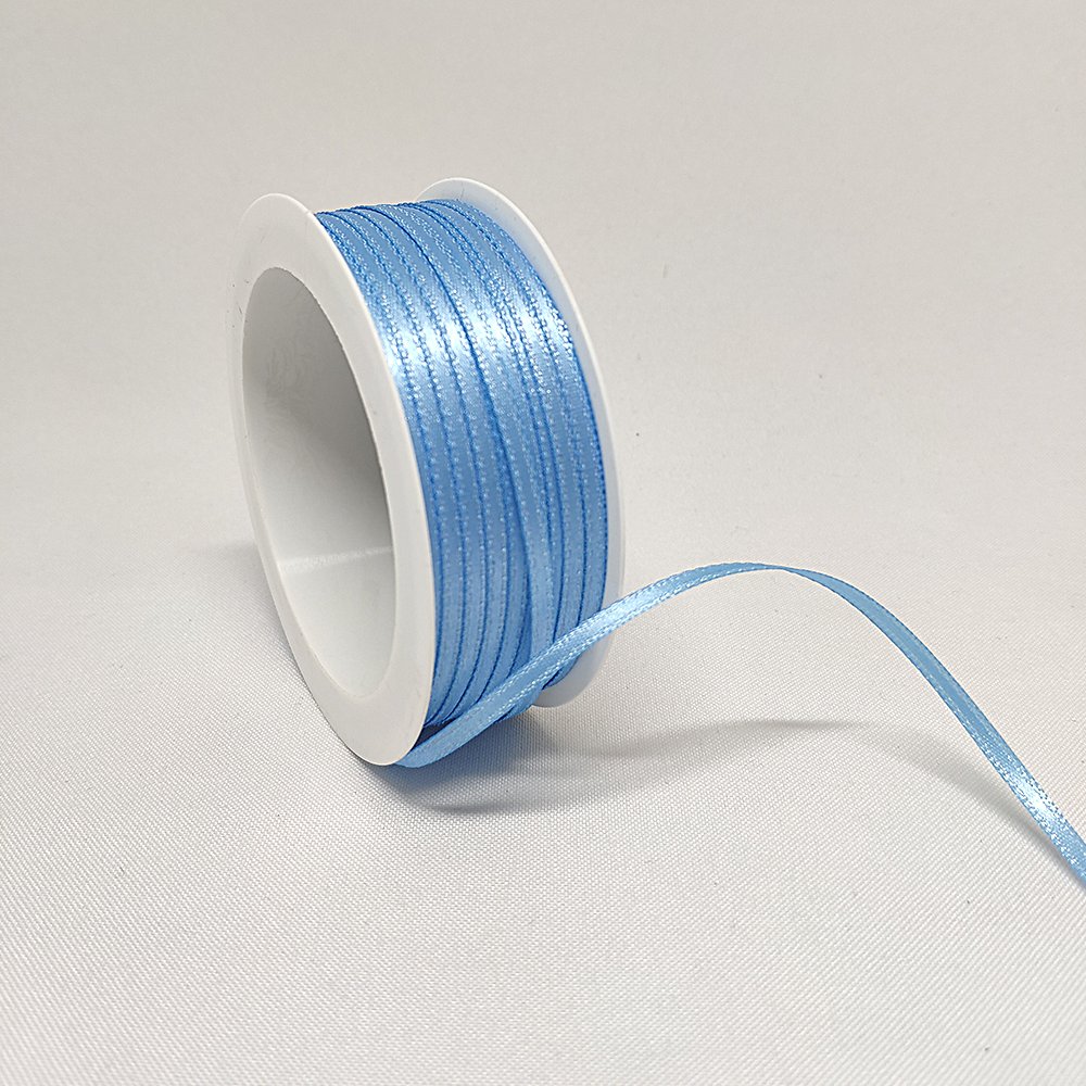 Doppelsatinband hellblau, 3 mm x 50 m