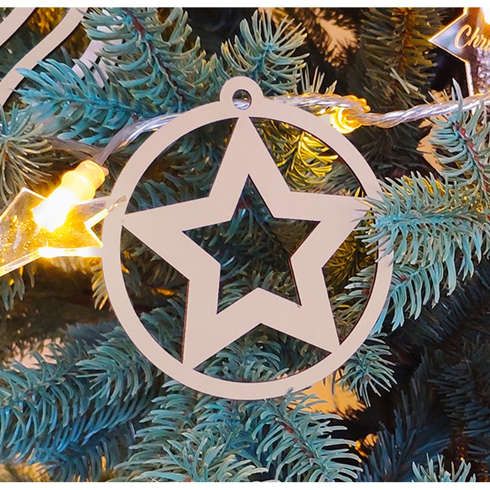 Anhänger Stern Design 1 natur, Ø 9,5 cm