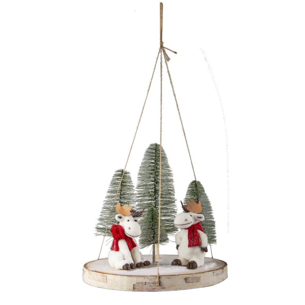 Birkenplatte Deko Elch, Ø 49 cm