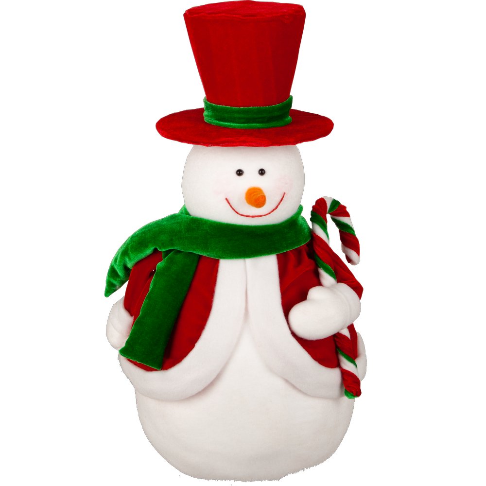 Schneemann Candy mit Zylinder rot/weiß/grün,23x23xH47 cm