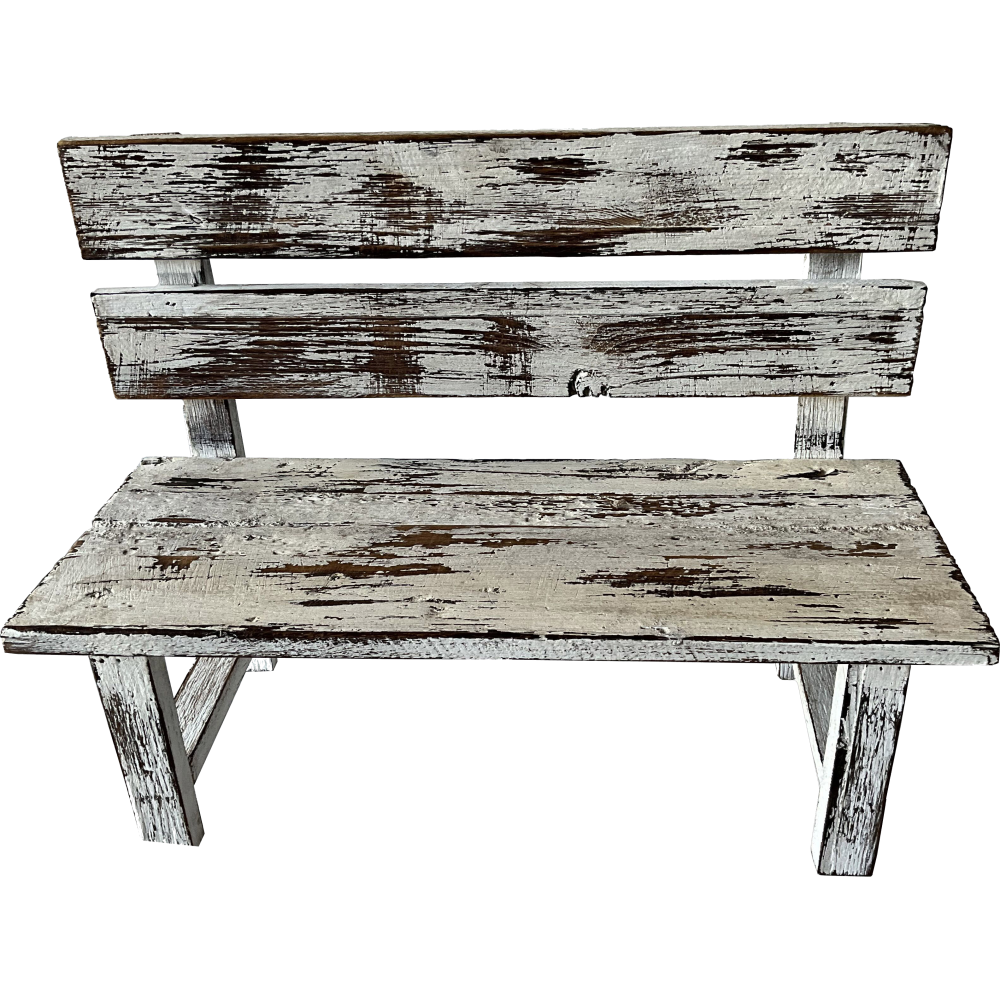 Bank Holz Antik-Art weiß-vintage Höhe 39 cm