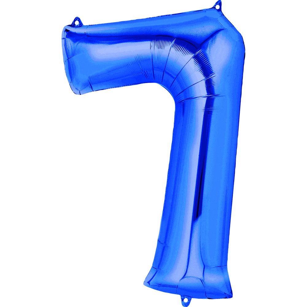 Folienballon XL Zahl blau, Zahl 7
