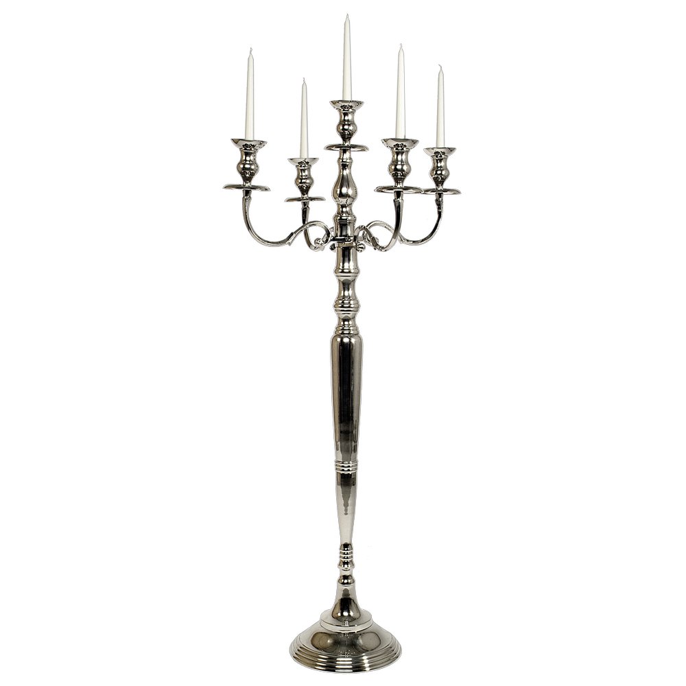 Kerzenleuchter Nickel 5 Kerzenhalter silber-hochglanz, 150 cm