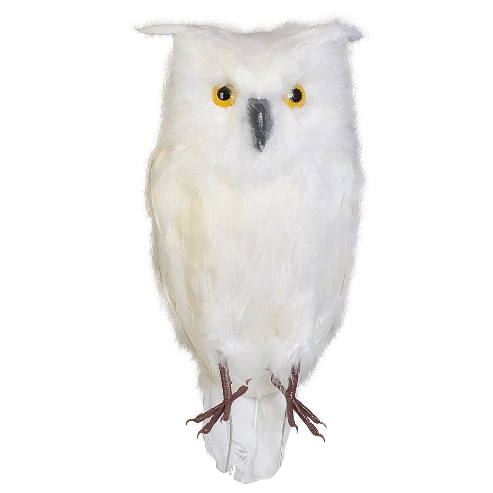 Eule stehend weiß, 32 cm