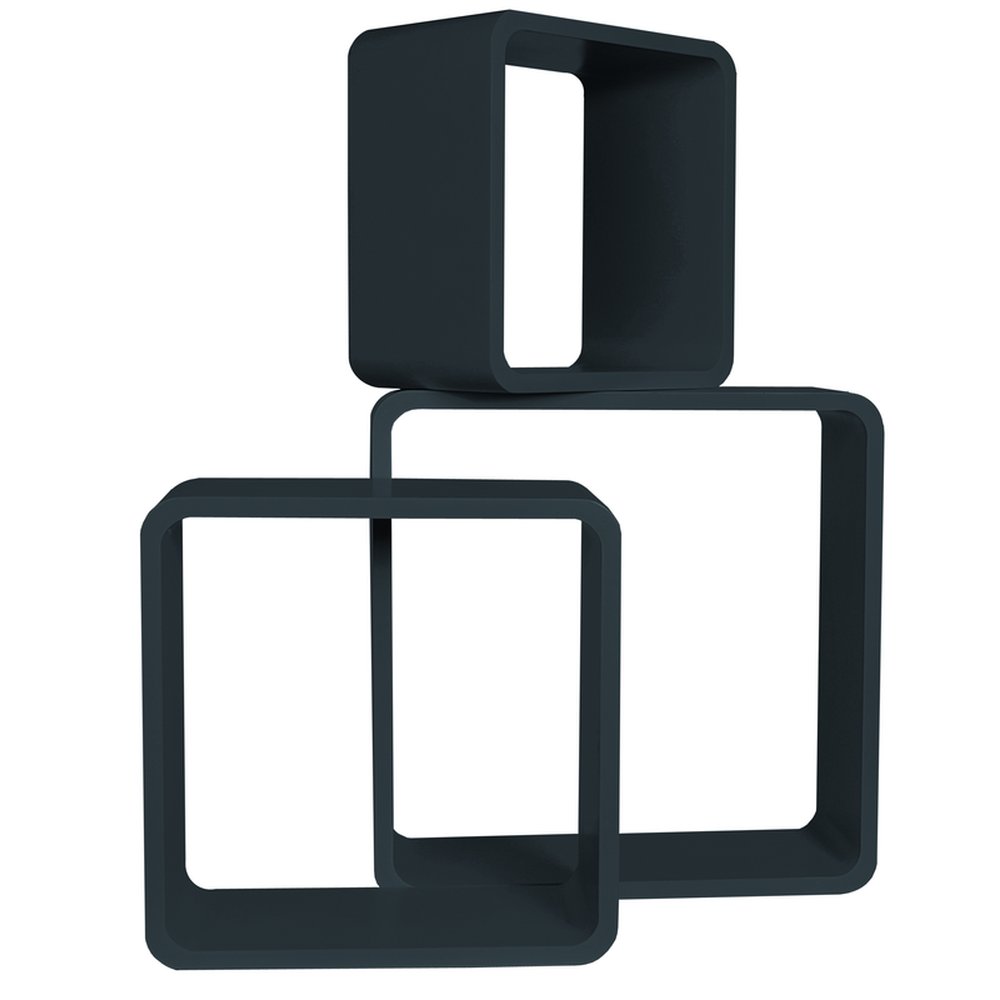 Dekowürfel Quadrat 3-teilig schwarz, 50/42/35 cm