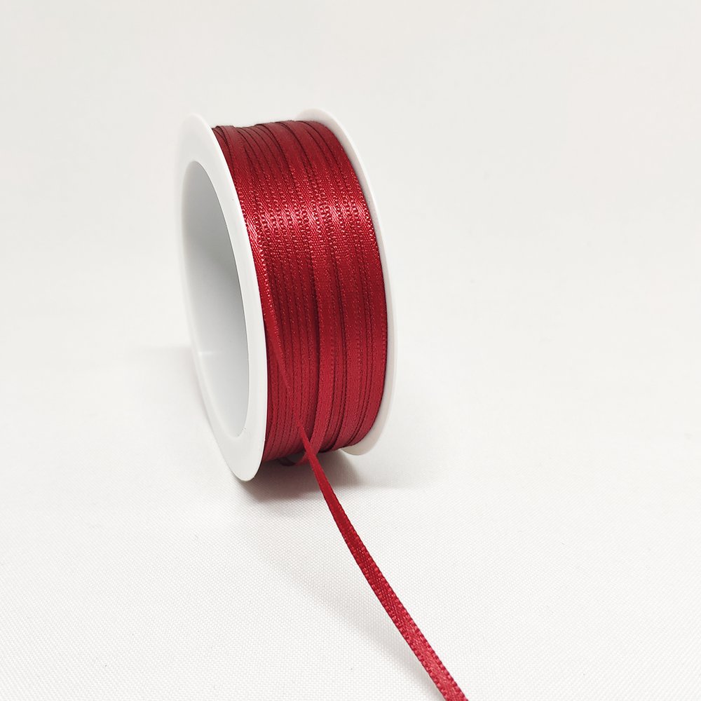 Doppelsatinband bordeaux, 3 mm x 50 m