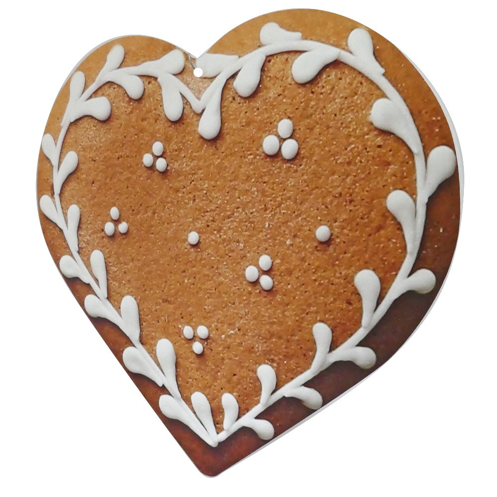 Lebkuchen Herz 2D braun/weiß, B 55 x H 49 cm