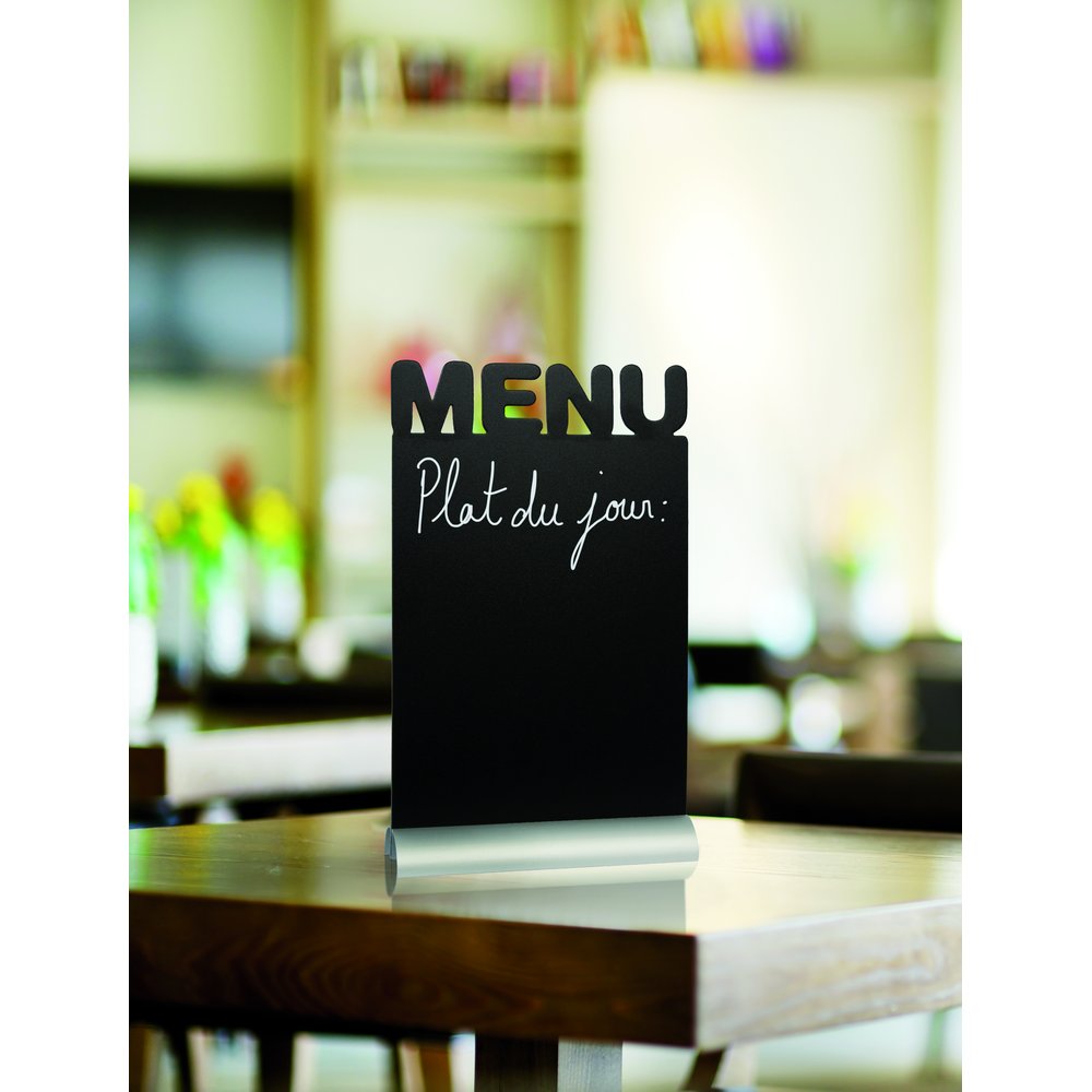 Schieferlacktafel Menu schwarz / alu, ca. 25 x 35 cm