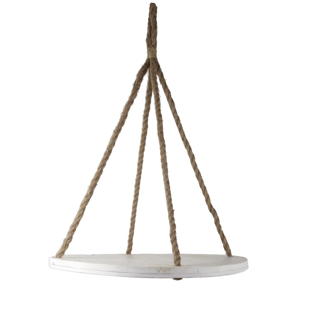 Hängepodest mit Bastseil rund weiß, Ø 56 x 70 cm