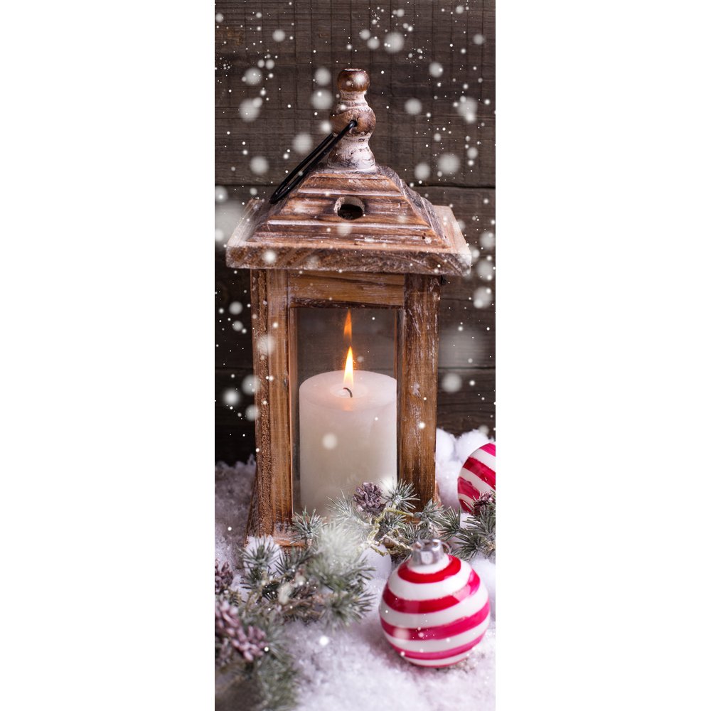 Banner Holzlaterne-Kerze, 75 x 180 cm