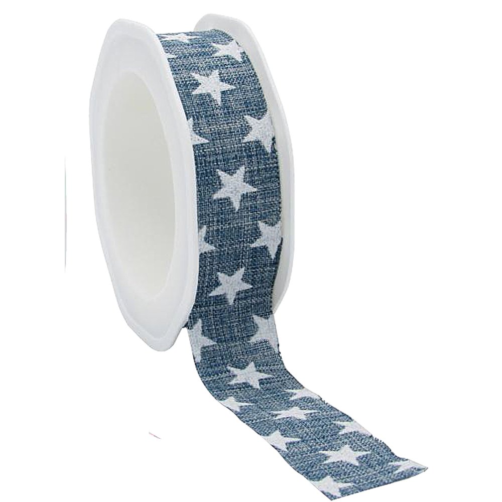 Band Sterne graublau/weiß, 25mm x 20m