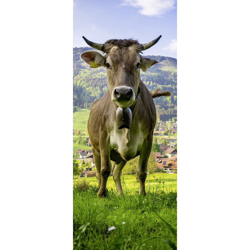 Banner Kuh auf Weide grün/natur, 75 x 180 cm