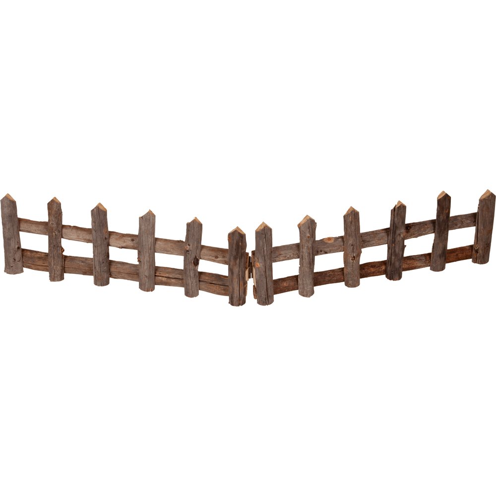 Zaun aus Holz 2-teilig natur/grau,100 x H18 cm