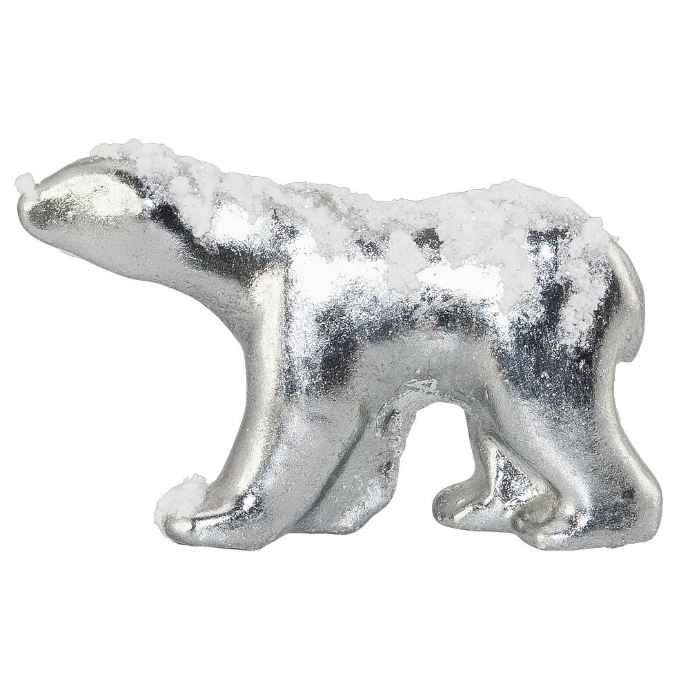Eisbär Figur Glossy mit Schnee klein, silber-glanz, 22 x 5 x H 13 cm