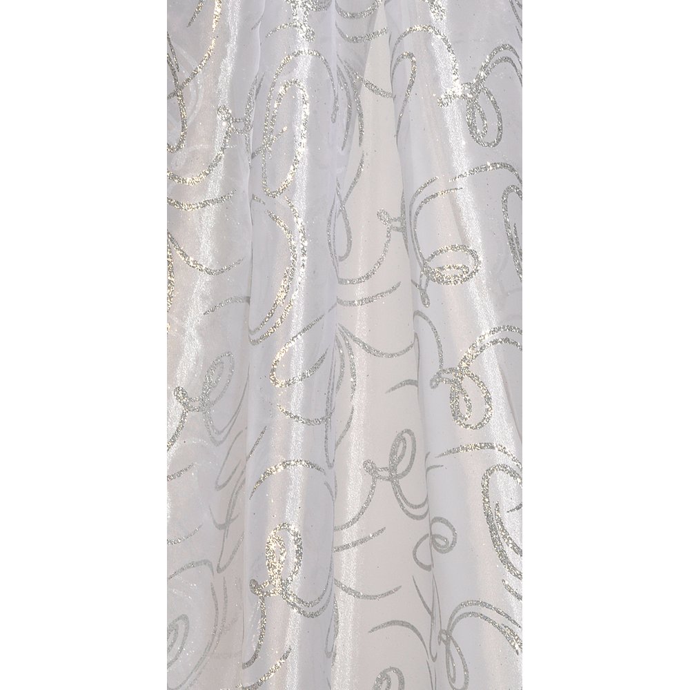 Stoff Festival weiß-silber, 150 cm breit