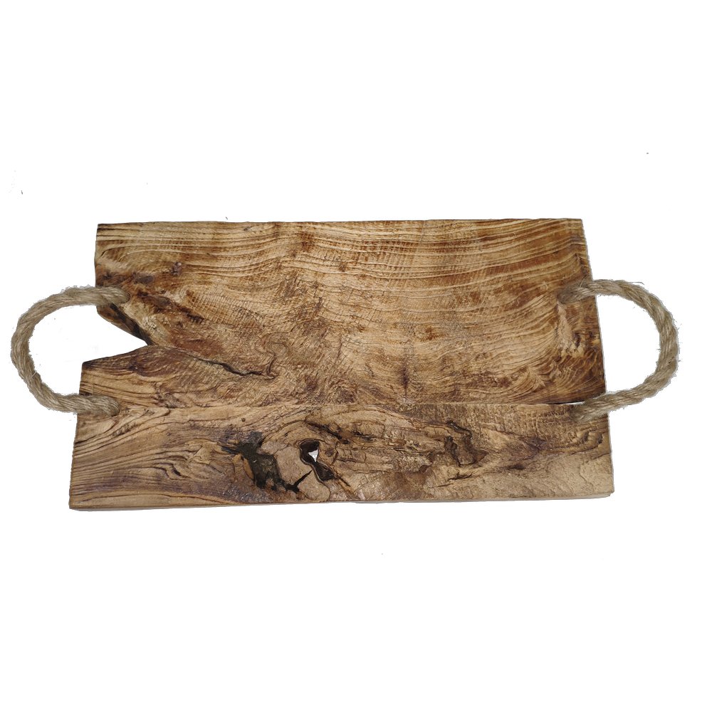 Holzplatte mit Taugriffe Antik-Art/Vintage, 39,5 x 23 x 12 cm