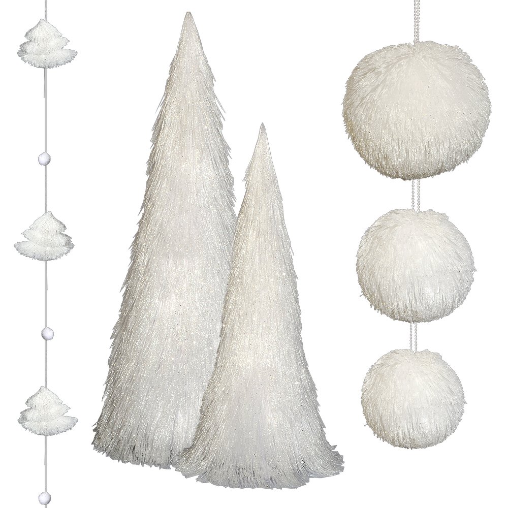 Eisfäden Weihnachtsset weiß,6-teilig