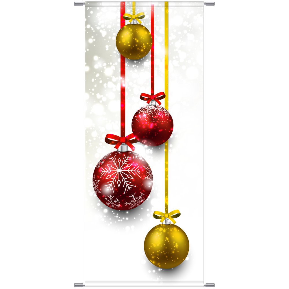 Banner Kugeln rot-gold, 75 x 180 cm