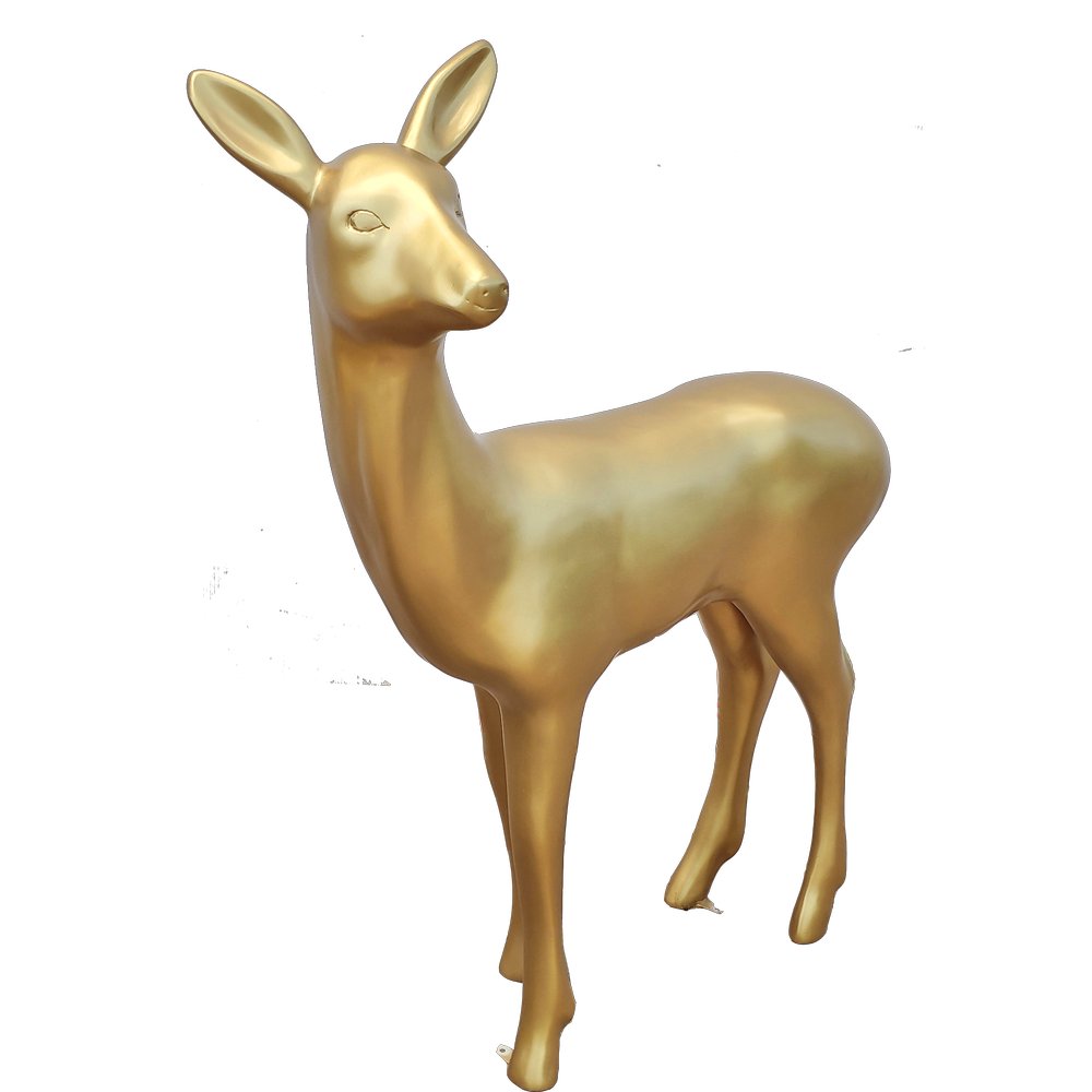 Fiberglas Objekt Reh stehend gold, 90x30xH115 cm