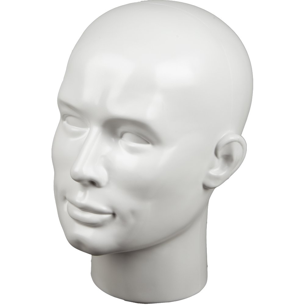 Herrenkopf aus Kunststoff weiß seidenmatt, 30 cm