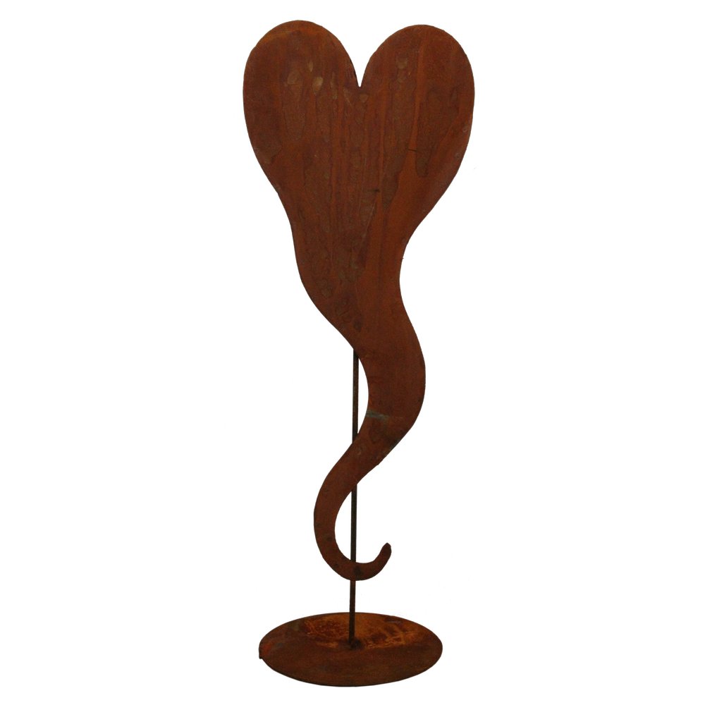 Herz Curl auf Platte Metall rosteffekt 110 cm