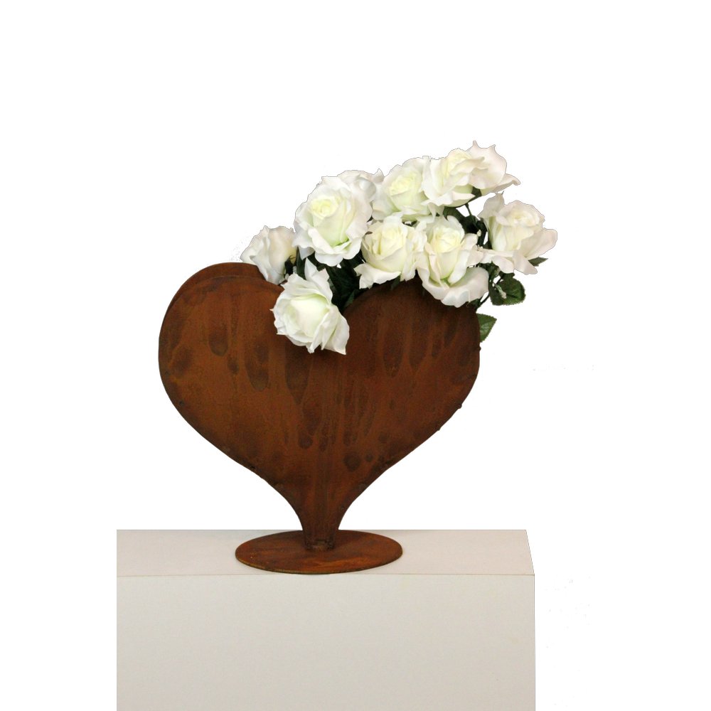 Herz auf Platte Metall/Rosteffekt, 34 x 30 cm