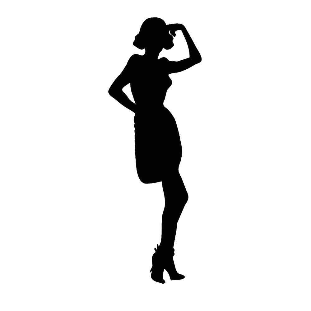 Silhouette Frau Star Wanddekor schwarz, 60 x 165 cm