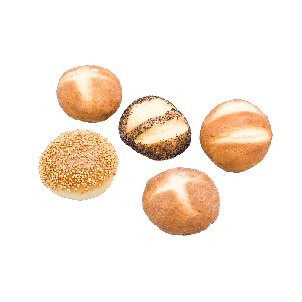 Brötchen Mix Attrappe 5 Stück, Ø 6,5/7,5 cm