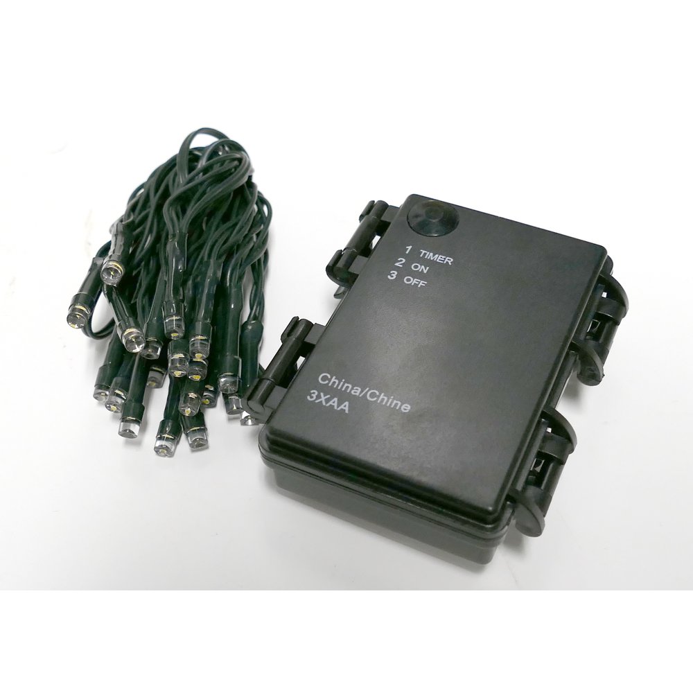 Batterie Lichterkette IP44+ warm-weiß, grün,1,9 M + 50 cm