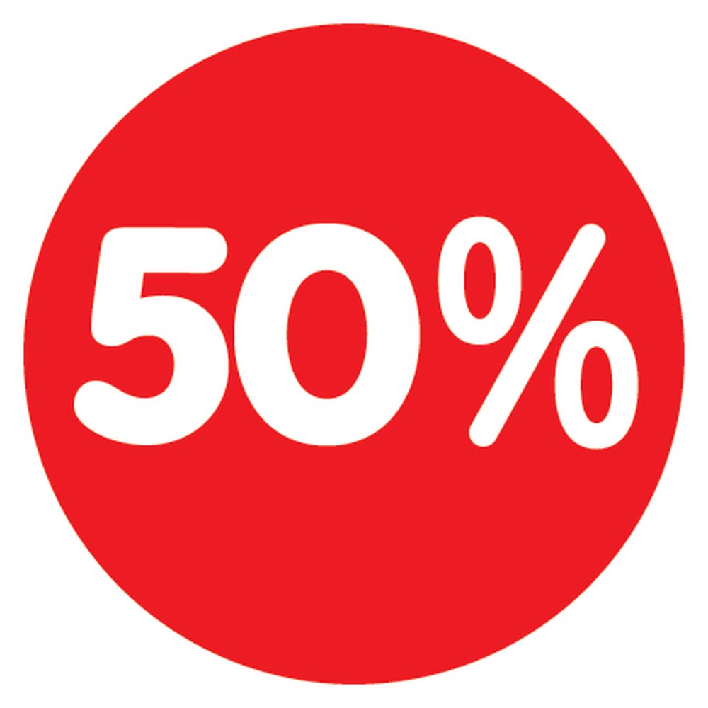 Ankleber Rabatt 50 % Ø 32 cm rund