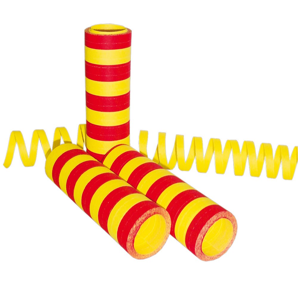 Luftschlangen gestreift Espania 20 Reihen, gelb-rot, 7 mm x 4 m