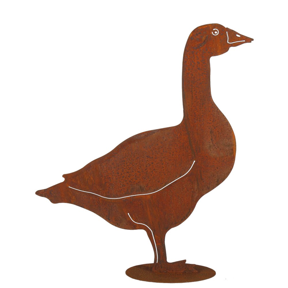 Gans seitlich auf Platte Metall/Rosteffekt, 50 x 60 cm