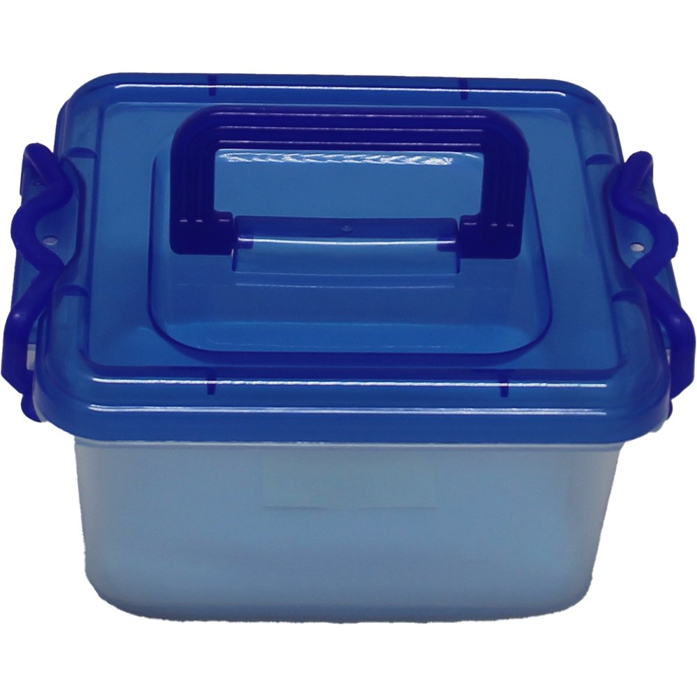 Plastik Box mit Deckel transparent/blau 18x14,5xH9cm