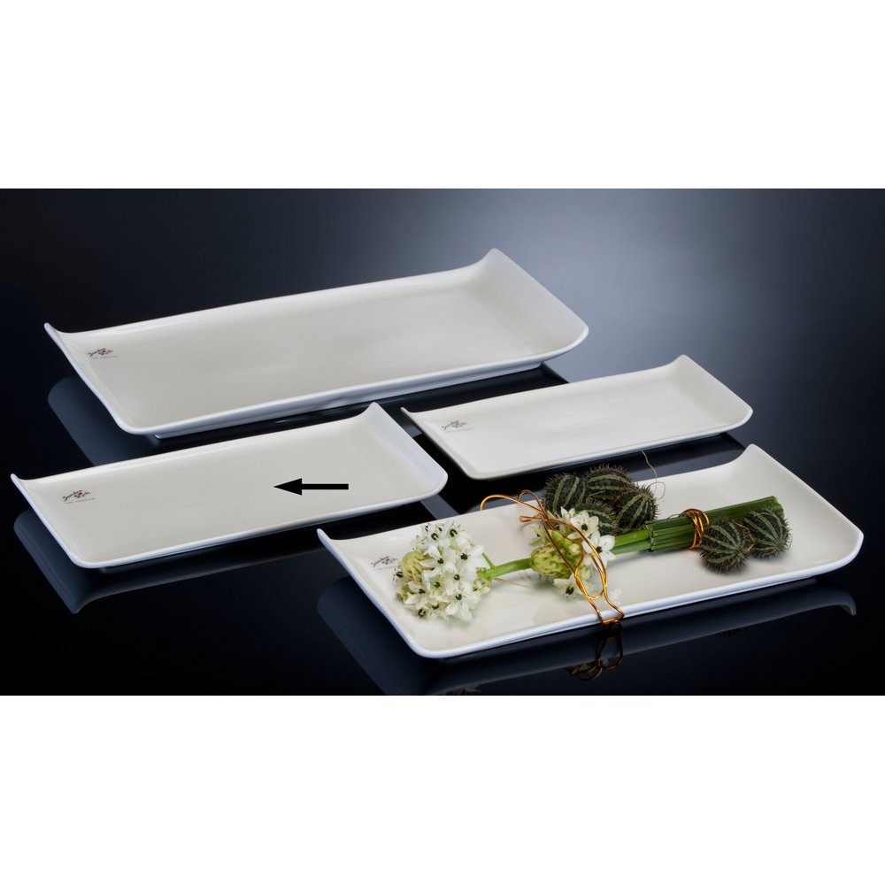 Porzellan Platte FLAT weiß, 30 x 14 x H 2,5 cm