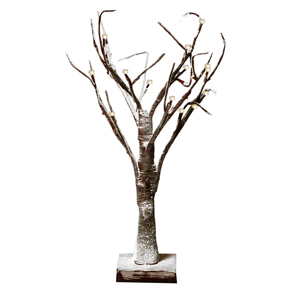 Baum braun beschneit + LED braun-weiss,H 50 cm, 18 LED