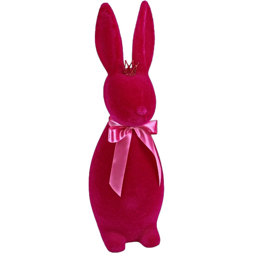 Hase mit Krone beflockt pink,17,5x15xH48cm